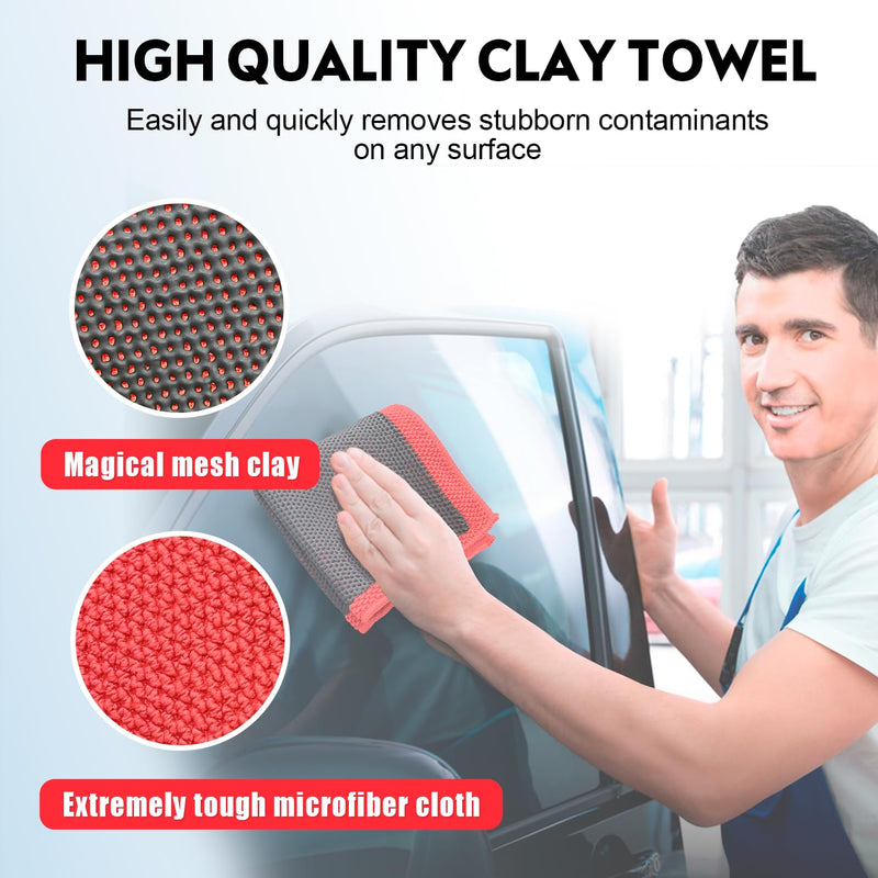 Clay Decontamination Towel - Professional Detail Products - Proven Cleaning & Release of Paint Contaminants; Increase Wax & Sealant Bond; Enhance Paint Gloss & Color; Fine Grade (12x12inches) Red