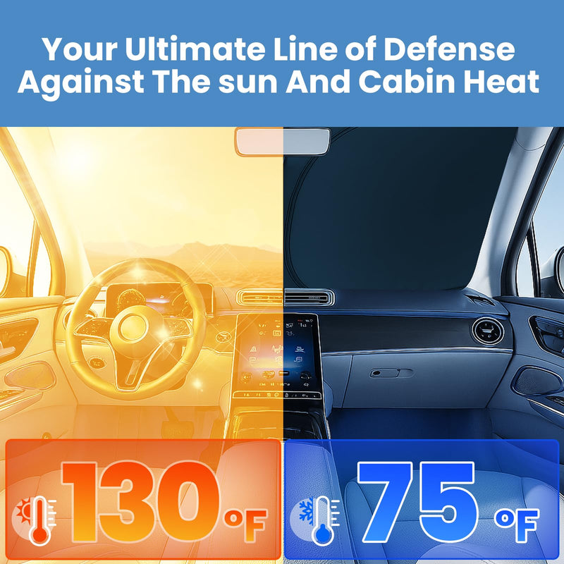 Windshield Sun Shade for Chevrolet Silverado 2019-2025 – Custom Fit Sun Shield with Mirror Cut‑Out, Blocks Heat & UV, Foldable with Storage Pouch - Chevy Silverado Windshield Sunshade for Chevrolet Silverado (2019 - 2025)
