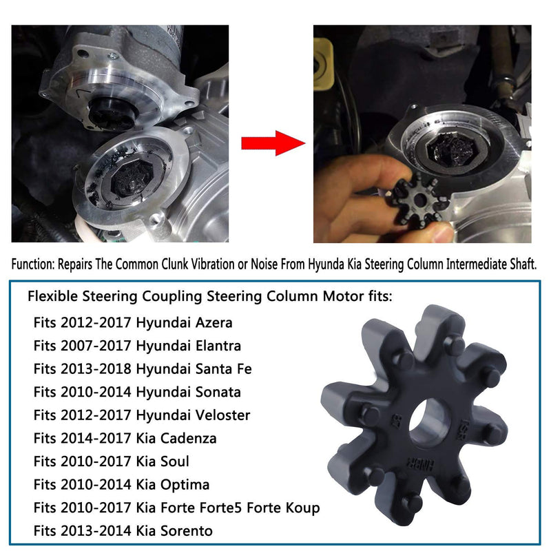 Poweka Flexible Steering Coupler Replacement 56315-2K000FFF for Compatible with Hyundai Kia Sonata Elantra Santa Fe Azera Veloster Soul Optima Forte Cadenza Vehicle