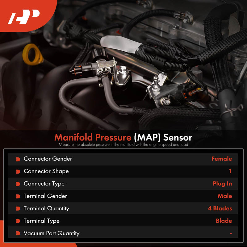 A-Premium Engine Manifold Pressure (MAP) Sensor [4 Pins] Compatible with Ford F-150 F150 2011-2016, Transit-150/250/350/350 HD 2015-2021/2023, Expedition 2015-2017 & Lincoln Navigator 2015-2017, 3.5L