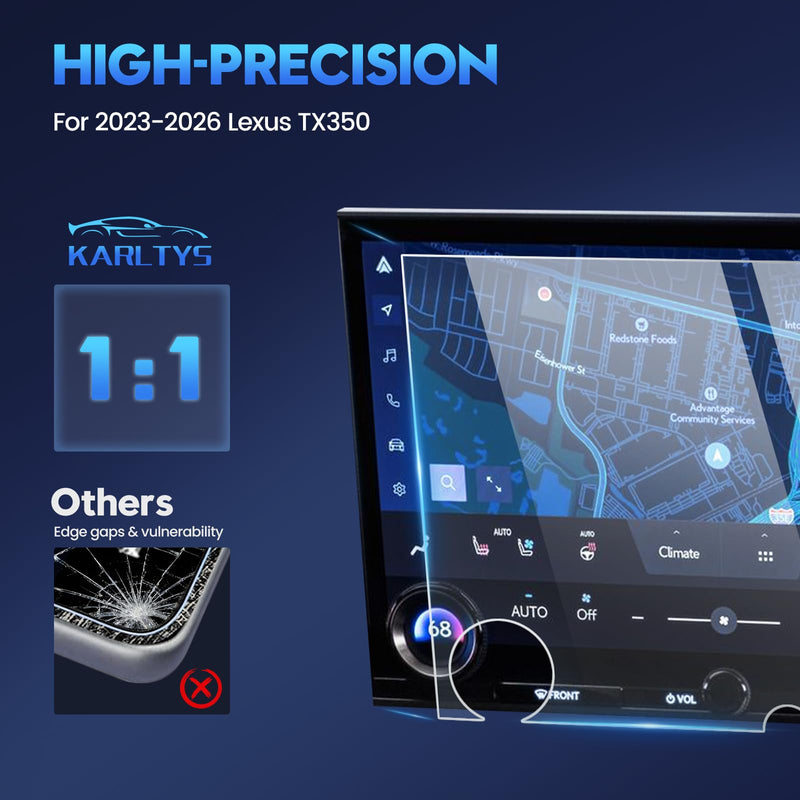 Karltys 2PCS Screen Protector for 2023-2026 Lexus TX350 TX350h TX450 TX500h | 14 inch 9H Tempered Glass HD Navigation Screen Cover for TX350 Accessories Touchscreen Film [Anti-Glare & No Fingerprint]