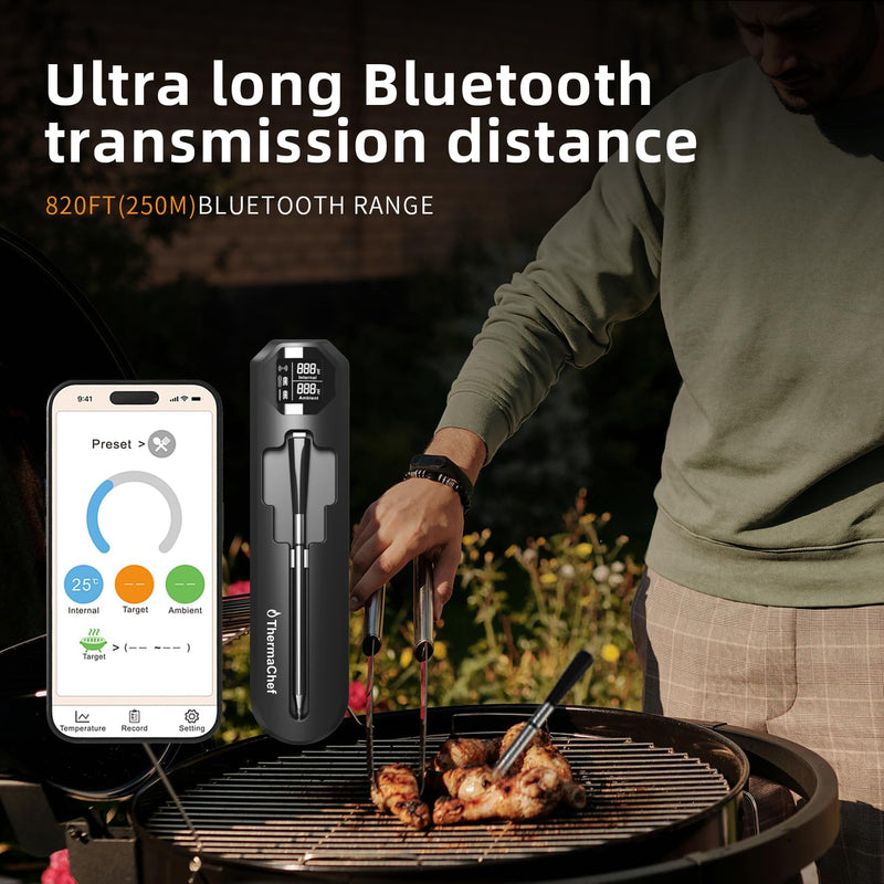 Smart Wireless Meat Thermometer | Kitchen Cooking Outdoor BBQ Grilling | 820FT Digital Bluetooth Thermometer