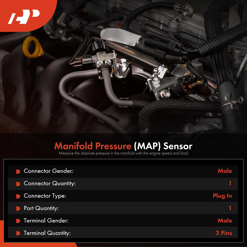 A-Premium Manifold Pressure MAP Sensor [W/ 3Pins] Compatible with Subaru Outback, Forester, BRZ, Crosstrek, Impreza, Legacy, XV Crosstrek & Toyota 4Runner, 86 & Scion FR-S - 2.0L 2.5L 4.0L