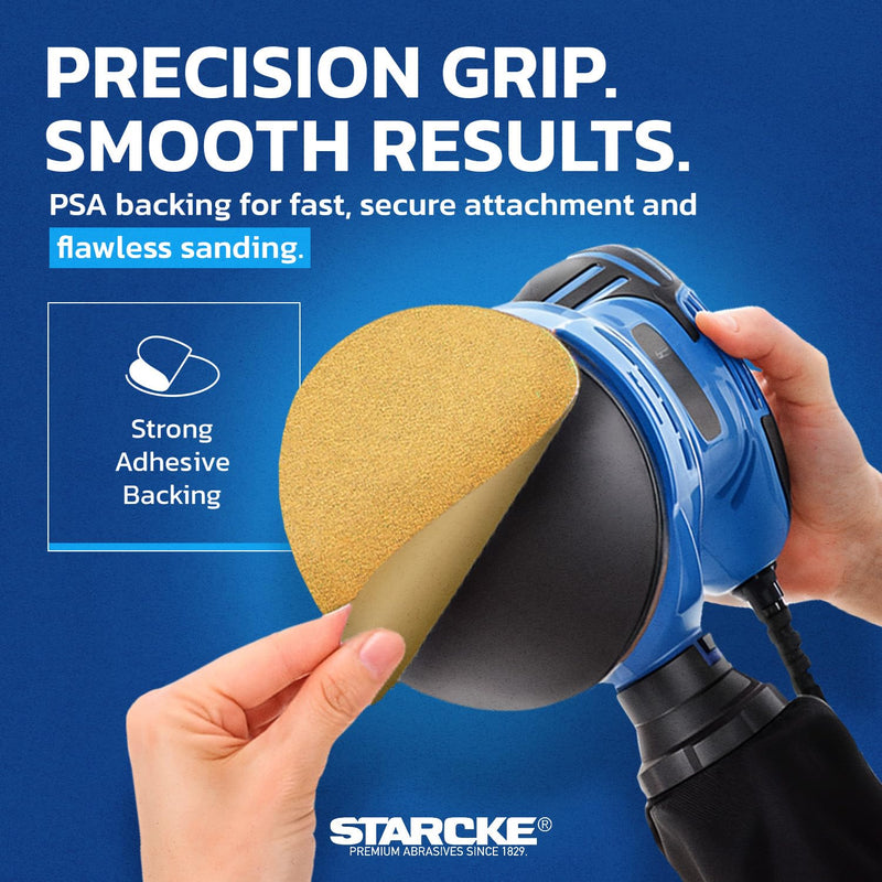 5 inch Sanding Discs 80 Grit Sandpaper Discs PSA Adhesive Sandpaper Roll No Hole - Disc Gold Round Sanding Paper, Durable Sand Paper for Wood, Auto Body, Metal, Marine Paint for Smooth Surfaces 5 Inch / 80 Grit 100.0
