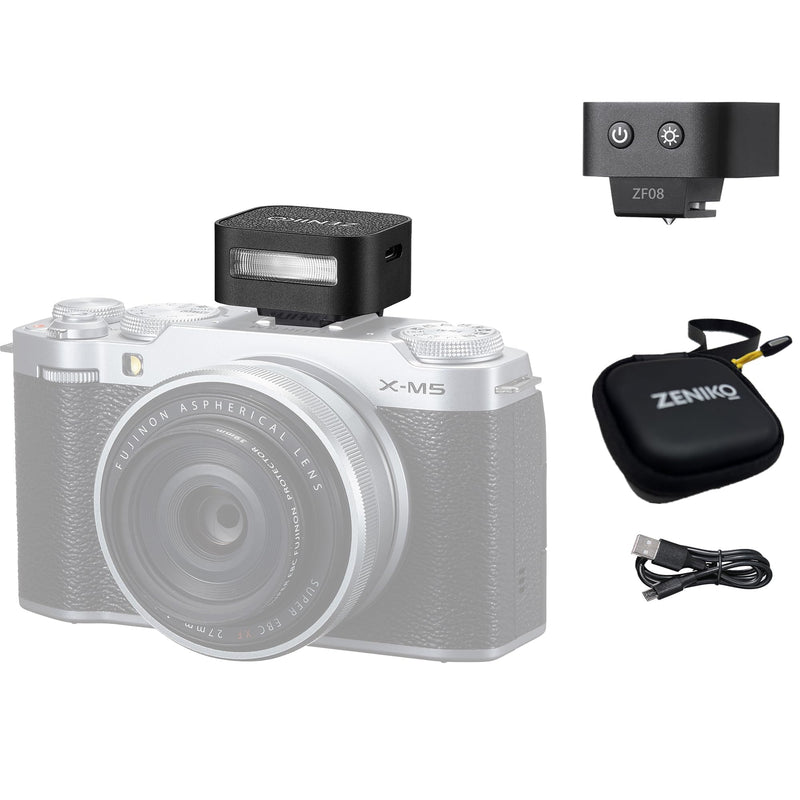 ZF08 Mini Camera Flash Speedlite- On Camera Flash GN16, 5 Power Levels, CCT 6500k ±200k with Universal Hot Shoe Mount ＜3s Fast Recycling for Sony/Canon/Nikon/Panasonic/Olympus(Black,ZF08) ZF08 Black