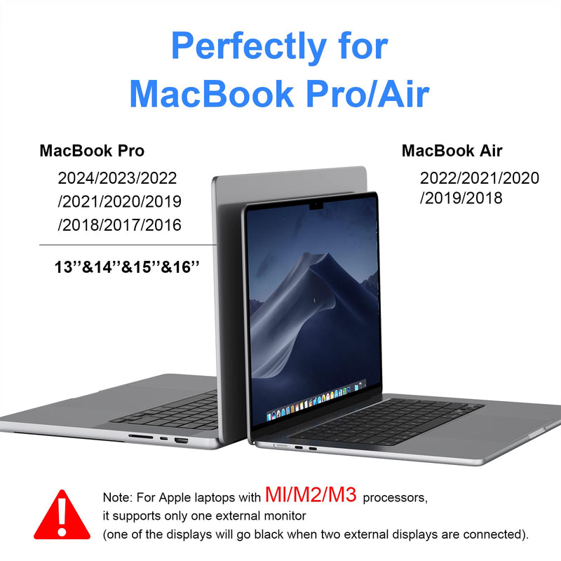 Docking Station for MacBook Pro Air, LIONWEI USB C Docking Station Dual Monitor, Dual HDMI Adapter Hub for Mac MacBook Pro with 2 HDMI, 3 USB 3.0, SD TF Card Reader and 100W PD USB C Charging Port Gray