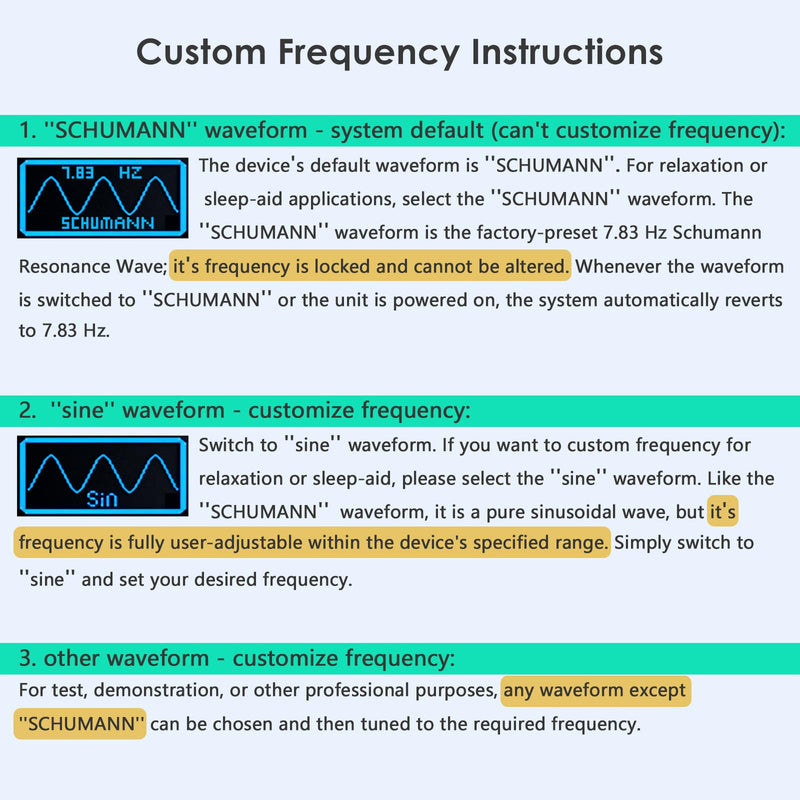 Schumann Resonance Generator, Rechargeable 7.83Hz Frequency Generator for Healing, 13 Waveform Modes 0.001Hz-200KHz Adjustable Frequency Schumann Sine Wave Generator, Frequency Healing Device