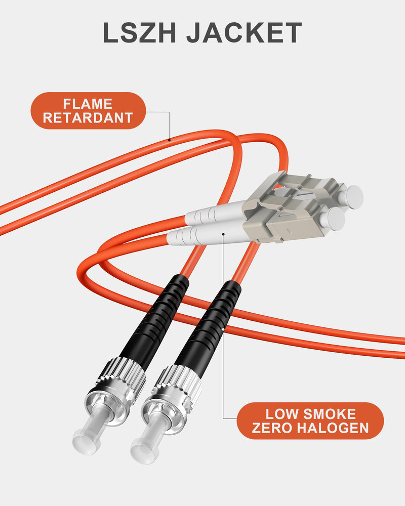 6 Pack LC to ST Fiber Patch Cable OM1 0.5M(1.5FT), Duplex MM Fiber Jumper 62.5/125µm LSZH for Fiber Optic Transceivers Orange 0.5m(1.5FT) Orange OM1 6