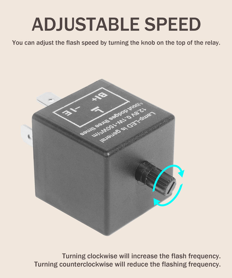 CF-13 LED Flasher Relay, Universal 12V Car Flasher Relay for LED Turn Signal Fixing Hyper Blink Flash, Fits Car SUV Motorcycle