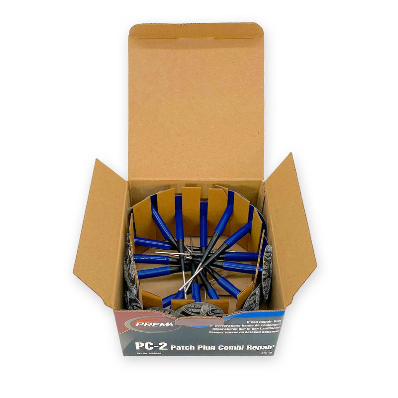  [AUSTRALIA] - PREMA PC-2 Combi 1/4 inch Tire Repair Units w/Wire Lead- Tire Patch and Plug Combination Unit for Permanent Flat Tire Repair. Box of 15 Units. Use in Automotive, Truck, Agricultural Farm Tire Repair