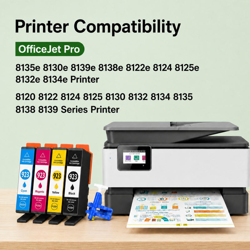 923 923XL Ink Cartridges Combo Pack Replacement for HP 923 Ink Cartridges | Work with HP OfficeJet Pro 8130e 8125e 8135e 8138e 8139e 8120e Printer Without Chip for 923 Ink Cartridges for HP Printers 4P