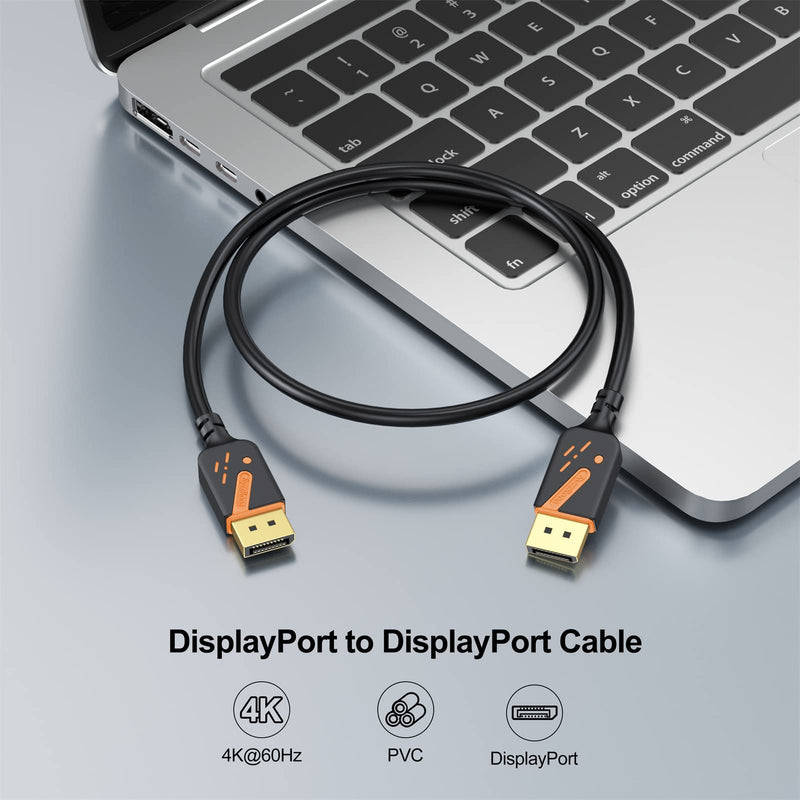 DisplayPort 1.2 Cable, 3FT, 10-Pack, 4K@60Hz, 2K@165Hz | Gold-plated connectors deliver reliable 4K performance. Supports 3D and HDR. Great for gaming, PC, TV, and monitors. 3 FT Orange