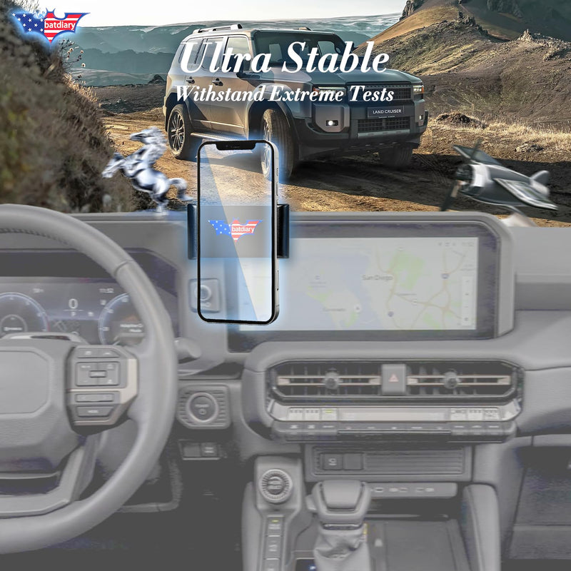 Land Cruiser 250 Phone Mount for Toyota Land Cruiser 250 2024-2025 Accessories|Aluminum Telescopic Phone Holder|Thick Case Friendly Car Mount for iPhone 16/15 Pro Max, Galaxy S24