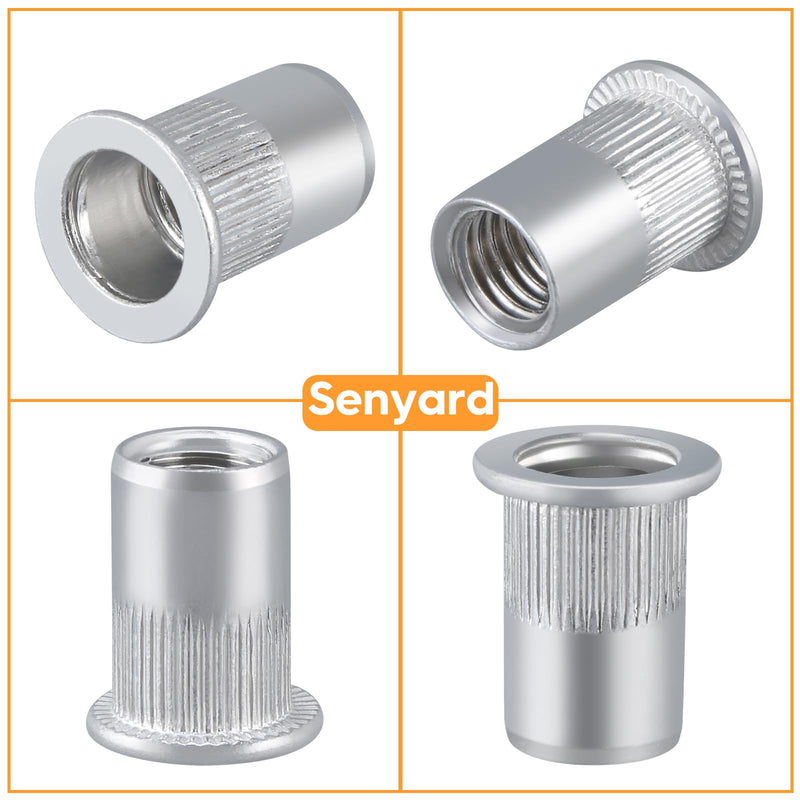 Metric & SAE Rivet Nuts Assortment kit, 300 Pcs Stainless Steel Rivet Nuts kit, M3 M4 M5 M6 M8 M10 M12#8-32#10-24 1/4"-20 5/16"-18 3/8"-16 Stainless Rivet nut rivnuts Metric & SAE-300pcs Silver