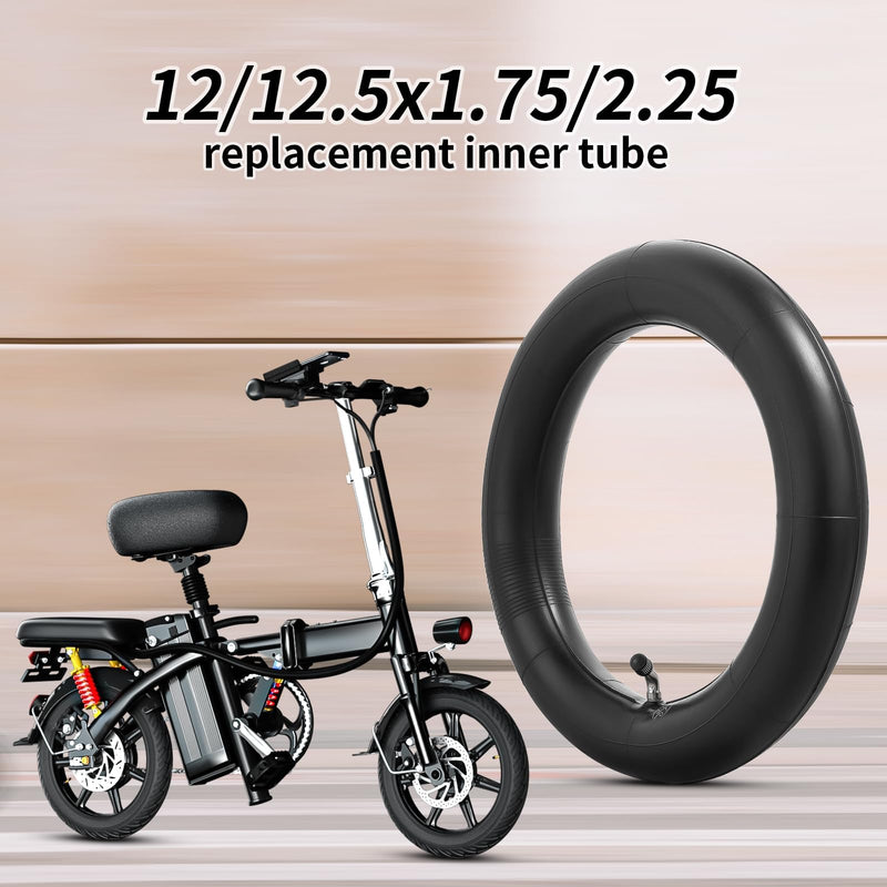 Heavy Duty 12/12.5x1.75x2.25 Thick 40% Butyl Inner Tube, 12 1/2 x 2 1/4 Inner Tube with CR202 Angled Valve Stem Compatible with Most 12x1.75/2.125 12x2.25 12.5X1.75/2.25 Bike/Scooter Tire Tube 2Pcs