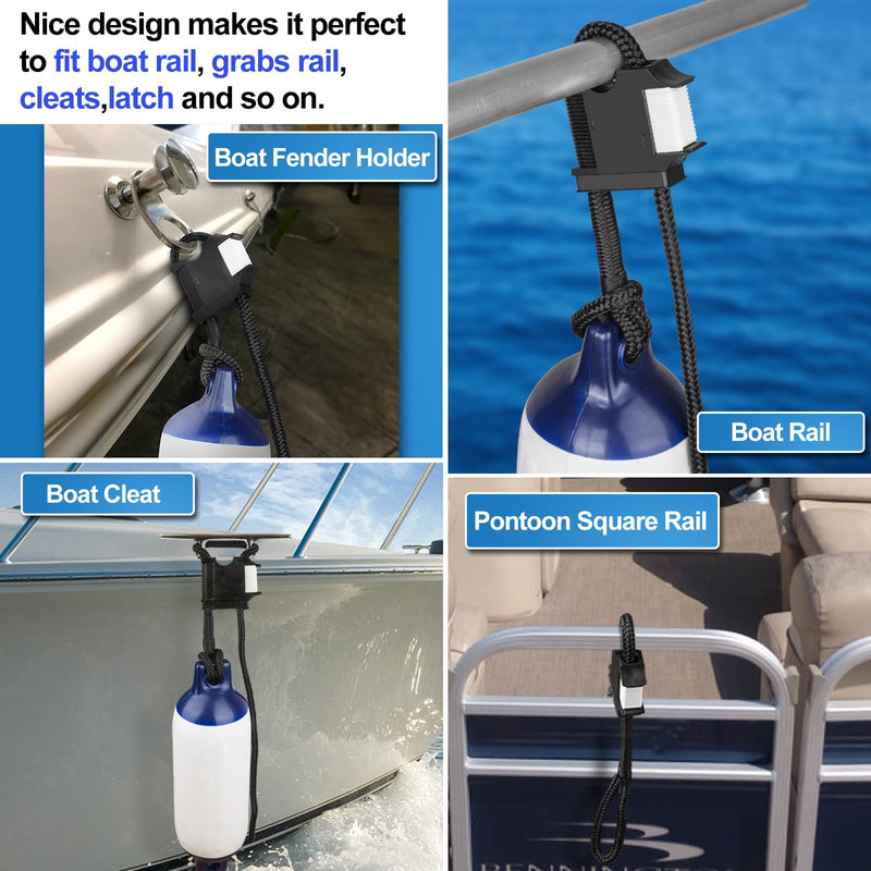 Huntury Boat Fender Hanger, Boat Rail and Cleat Fender Clips, Quick Connect and Release Fender Lines, Boat Bumper Adjuster Pack Of 2
