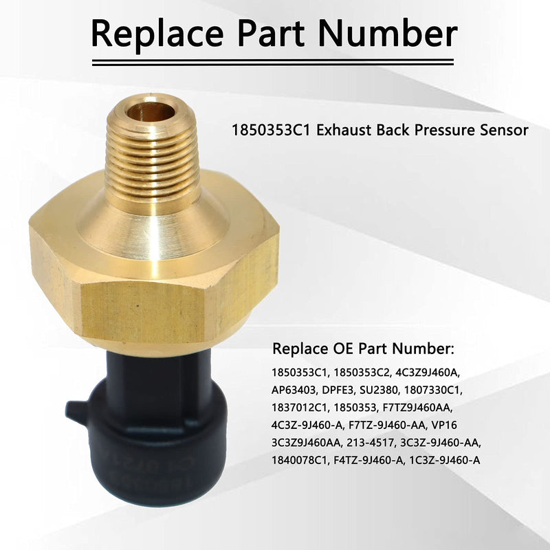 DPFE3 Exhaust Back Pressure Sensor EBP Compatible with Ford Powerstroke 6.0L 7.3L V8 Diesel 1997-2003 1850353C1 1850353 1850353C2 F7TZ-9J460-AA SU2380 2134517 4C3Z-9J460-A 1C3Z-9J460-A