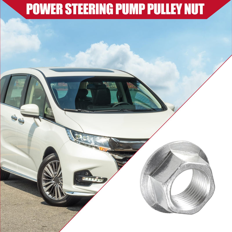 90305PAAA01 90305P0G003 Power Steering Pump Pulley Nut for Honda Accord 1995-2012 for Honda Civic 1996-2011 / Inner/Durable Metal/ 1 Pcs Silver Tone