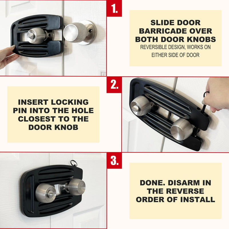 SecurityMan Double Door Lock - Solid 1/2" Unibody Aluminum Construction to Prevent Kick Ins - Adjustable Double Door Security Lock for French Doors Home Security