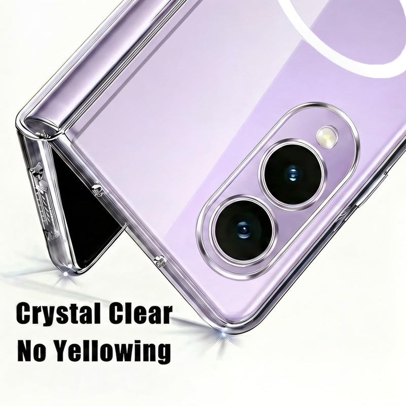 Magnetic for Galaxy Z Fold 8 Case Clear with Hinge Protection & Screen Protector, Compatible with MagSafe, Slim Fit Lightweight Hard PC Transparent Bumper Cover Shockproof Non-Slip (Clear)
