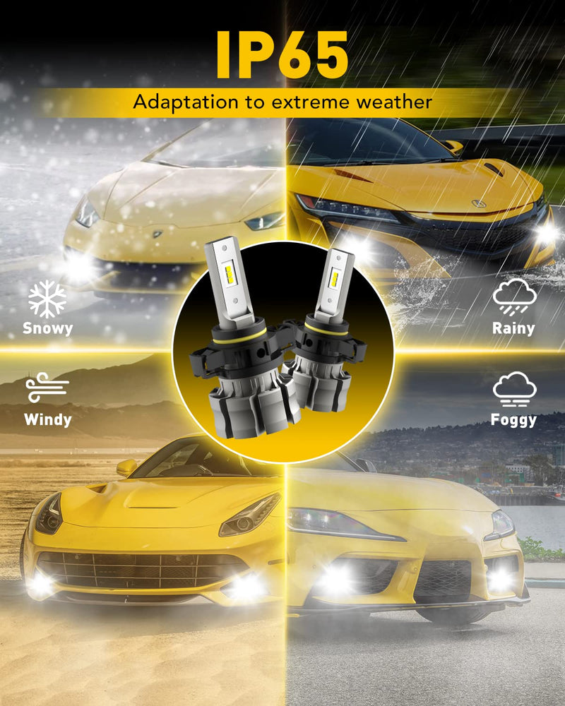 AUXITO 5202 LED Fog Light Bulbs, 6500K Cool White 6000 Lumen Plug And Play, 300% Brighter, 5201 PS19W 12085 PS24W Daytime Running Lights Replacement (Pack of 2) 6500K White