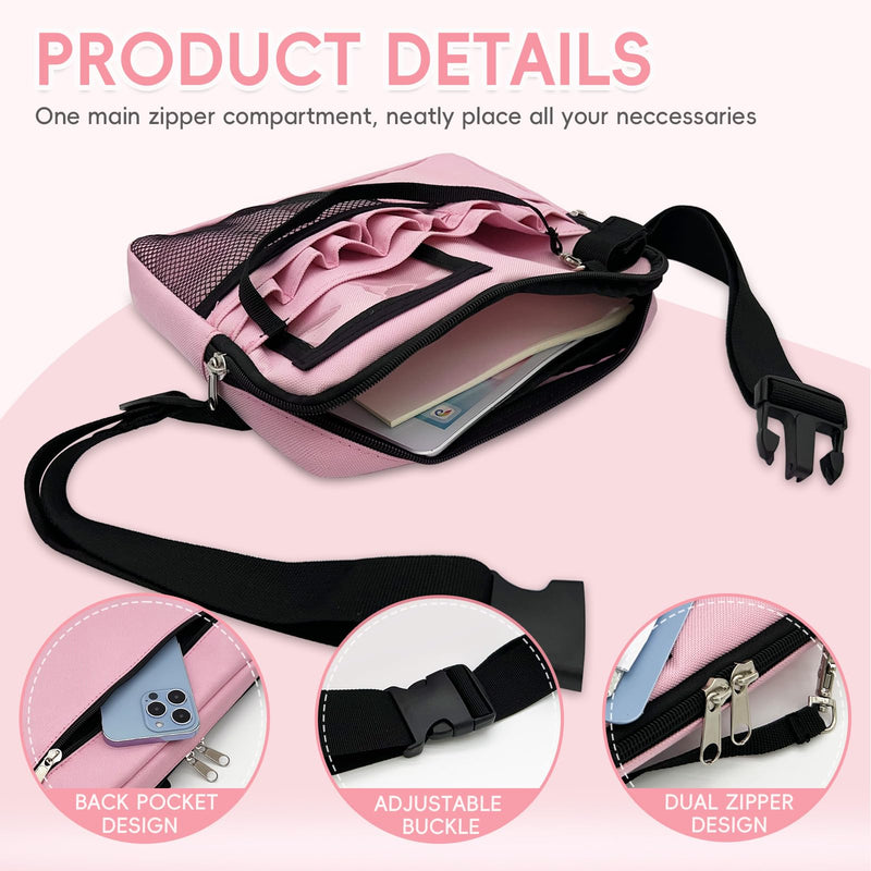 Nurse Fanny Pack with Medical Gear Pockets - Durable Nurse Waist Pouch with Tape Holder, Adjustable Strap, and Utility Storage for Stethoscopes, Bandage Scissors & Supplies (Pink, Large) Pink