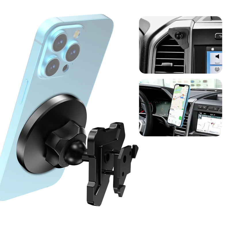 Surfcabin CNC Vent Phone Holder, Magnetic Car Air Vent Phone Holder Cradles Mount Compatible with F150 2015-2020 & Super Duty F250 F350 F450 2017-2021 Universal Bracket Stand for iPhone & Android