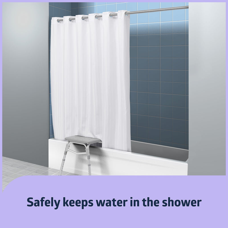 Medline Transfer Bench Shower Curtain, Standard Size, Machine-Washable, White, for Senior, Elderly, Disabled, or Adults and Patients, 1 Ct.