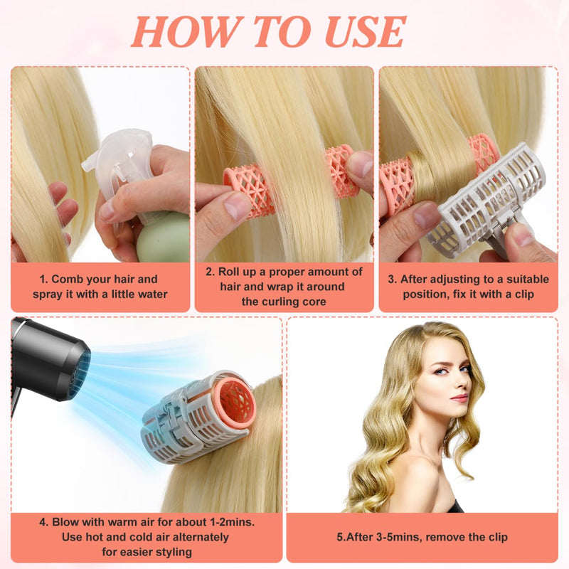 Lurrose Hair Curler Spring Clip Rollers 6 Pcs Diy Hair Rollers for Women Rolls for Volume and Wavy Styling Reusable Styling Tools for Bangs and Ends