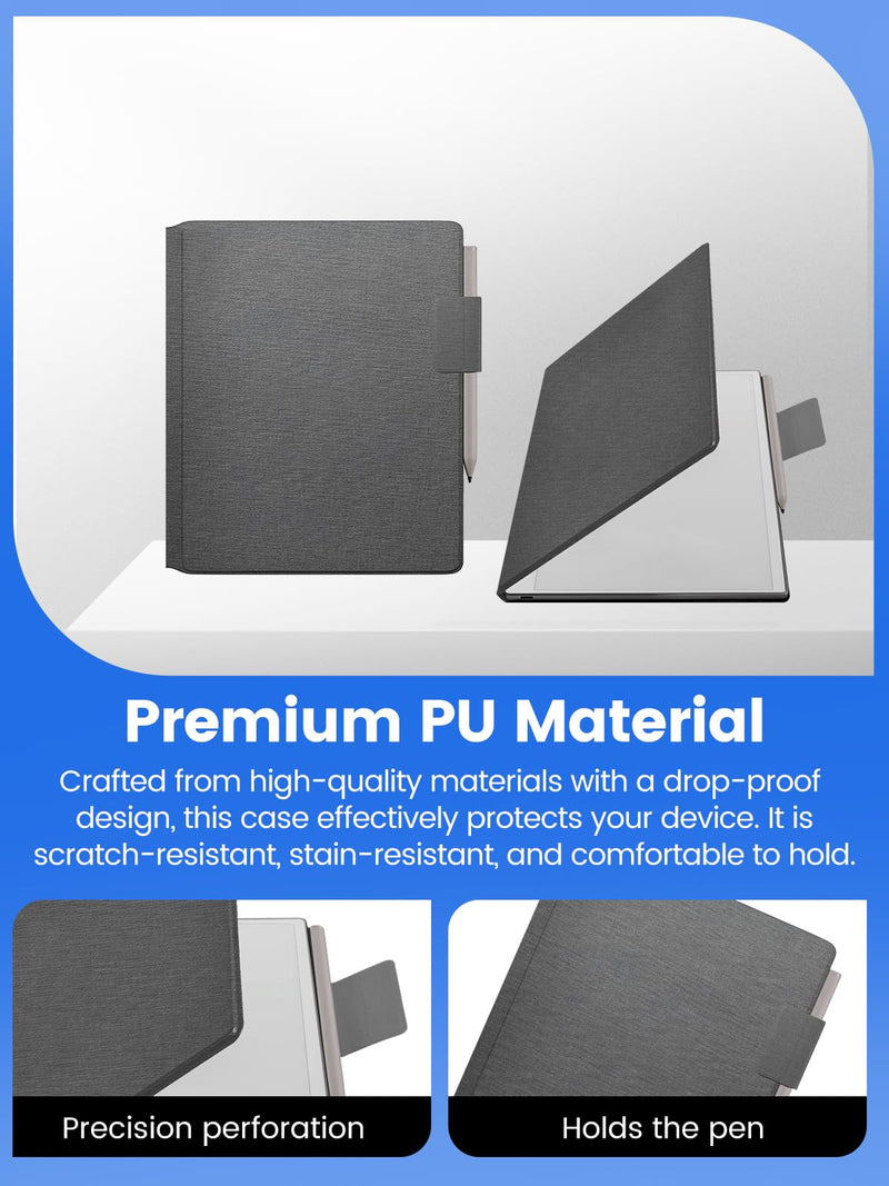 for Remarkable Paper Pure Magnetic Flip Case 10.3 Inch Tablet, Auto Sleep/Wake, Slim Faux Leather Cover with Pencil Holder, Lightweight Shockproof Protective Case (Gray,Woven) Gray,Woven