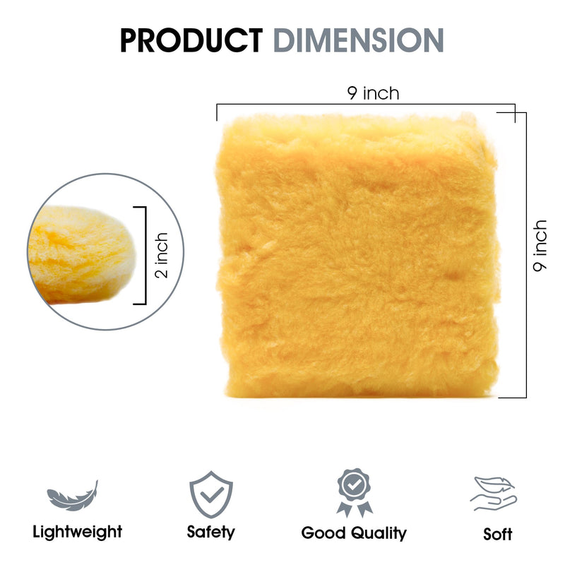 SM Arnold Spun Gold™ 2-Pack Professional 9" x 9" Car Wash Pads: Durable, Efficient, Scratch-Proof - Ideal for Auto Detailing, Ergonomic No-Cuff Design for Effective Vehicle Maintenance