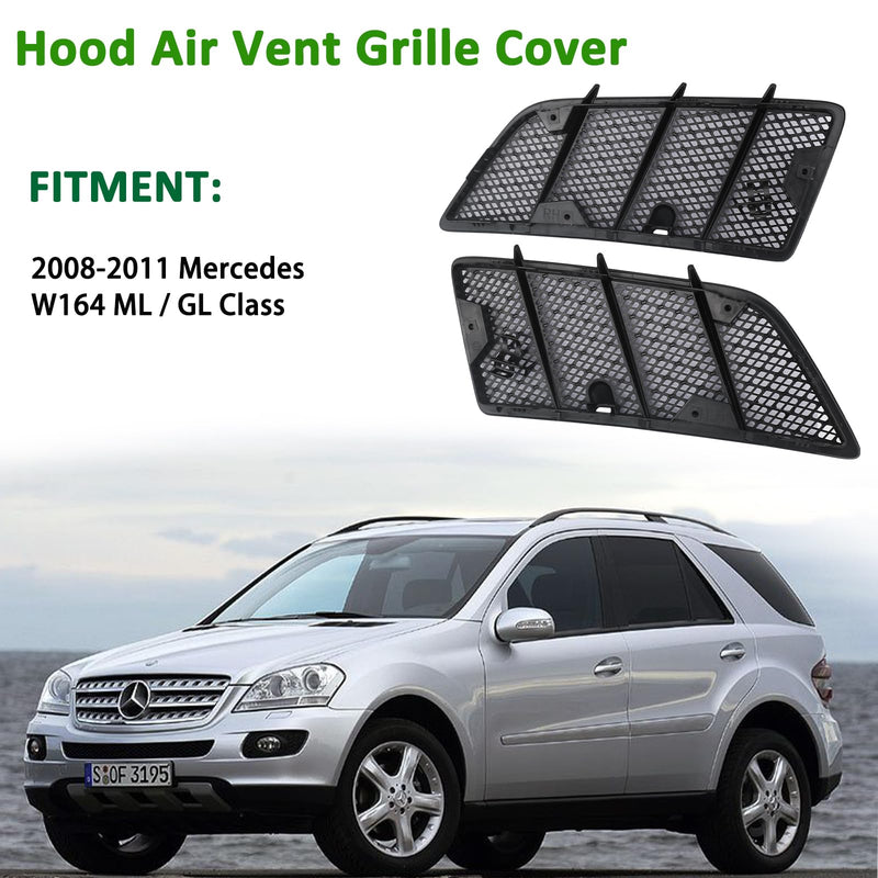 Pair Hood Air Vent Grille Cover Compatible with 2008-2011 Mercedes Benz W164 W164 ML350 ML450 ML550 ML63 AMG GL320 GL350 GL450 GL550 Class Replaces 1648804305 1648804405