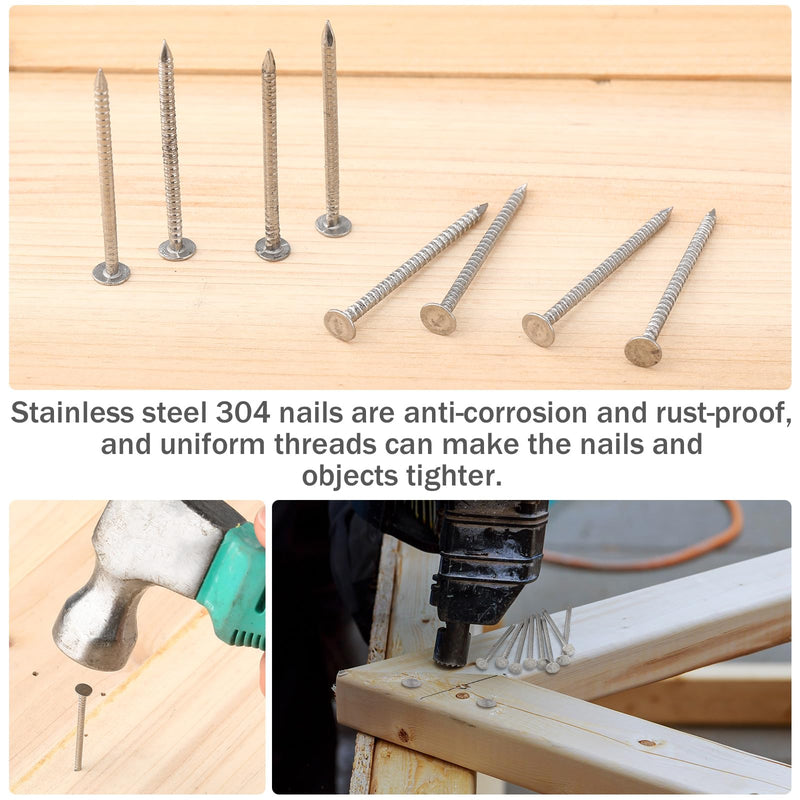 Tandefio 1-1/2 Inch 2 Pounds Roofing Nails 304 Stainless Steel Roofing Felt Nails Flat Head Hardware for Shingles, Cedar Wood, Decking, Wall (Silver) Silver