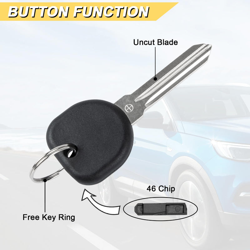 Vurkcy 46 Chip Transponder Ignition Car Key, B111-PT 15871576 Circle + Replacement for Buick Cadillac Chevy GMC Hummer Pontiac Saturn, New Uncut, 2Pcs
