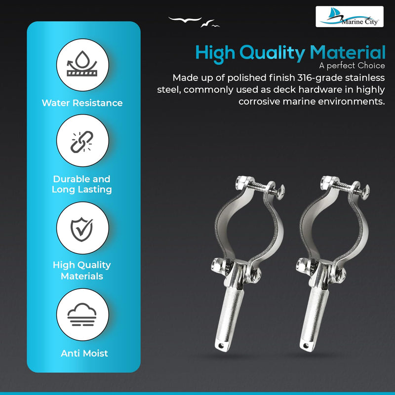 Marine City Rowlock Oarlock 316 Stainless Steel Heavy Duty, Corrosion-Resistant, Ideal for Boats, Yachts, and Marines (2 Pcs) (Clamp-On Oarlocks)