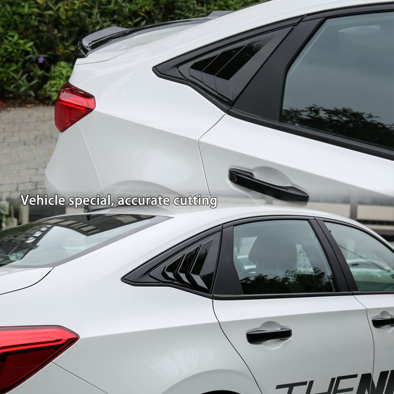 Thenice for 11th Gen Civic Rear Side Window Louvers Racing Style Triangular Window Glass Blinds for Honda Civic Sedan 2022 2023 2024 2025 2026 -Piano Black for Sedan Glossy Black
