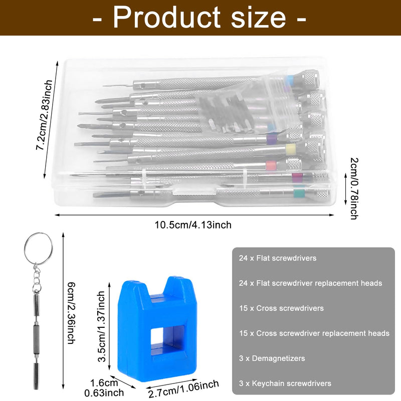 39pcs Precision Watch Screwdriver Set 0.6-2.0mm Small Jewelers Screwdriver Set High Hardness Steel Micro Cross Screwdriver Kit Glasses Repair Kit for Watch Eyeglasses Jewelry Work Electronics Repair 39