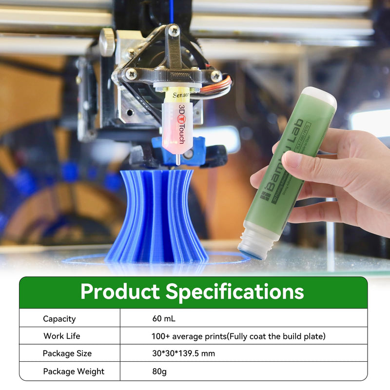 ENOMAKER Bamboo Lab 3D Printer Bed Adhesive 2PCS,3D Print Glue for Hot Bed,Avoid Warping for Printing ABS,PLA,PETG on Various Build Plate with Stronger Adhesion,No Residue,Durable than Glue Stick-60ml 2