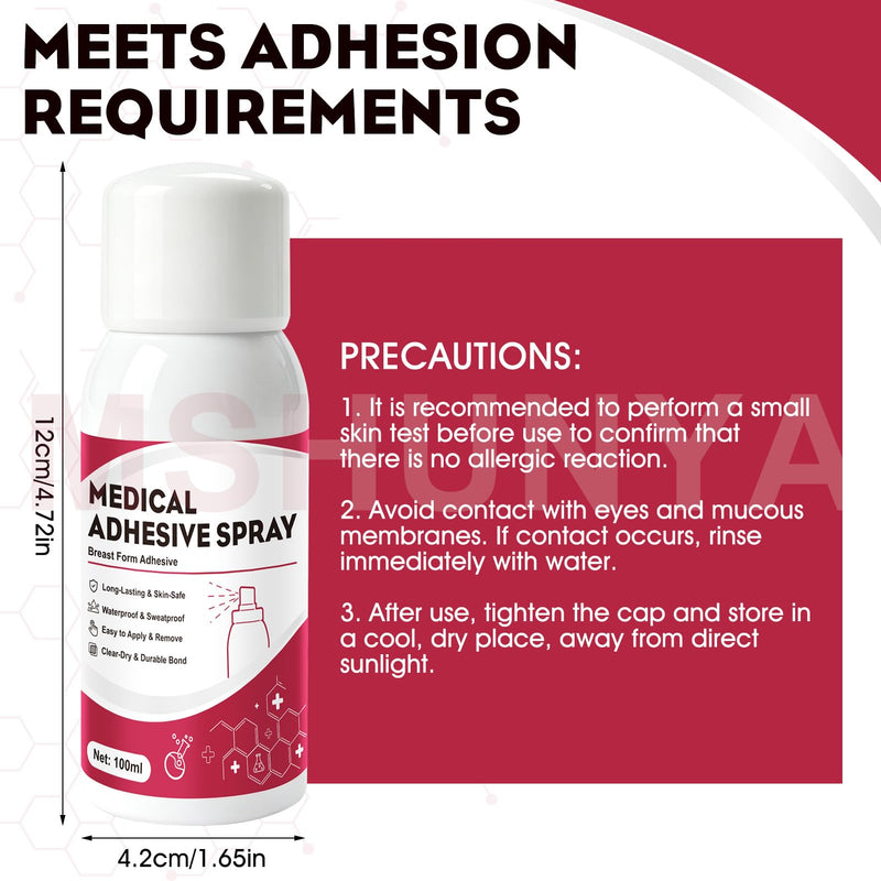 Breast Form Adhesive, Medical Adhesive Spray, Adhesive Spray for Skin, Strong Adhesion, Waterproof and Durable, Suitable for Breast Forms, Transgender People and Cross-Dressers, 3.5 Oz