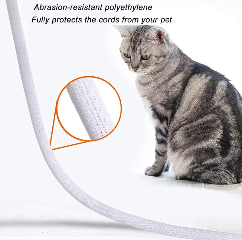 Cord Protector Cable Sleeve (10ft) with Adhesive Cable Holders, Expandable Cord Organizer & Wire Management Sleeve for TV, Computer, Home Office & Gaming Desk