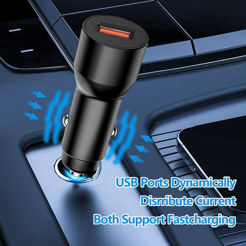 4 Pack Black Single USB-A Car Charger, Mini Car Cigarette Lighter Charger, No Charging Cables Included