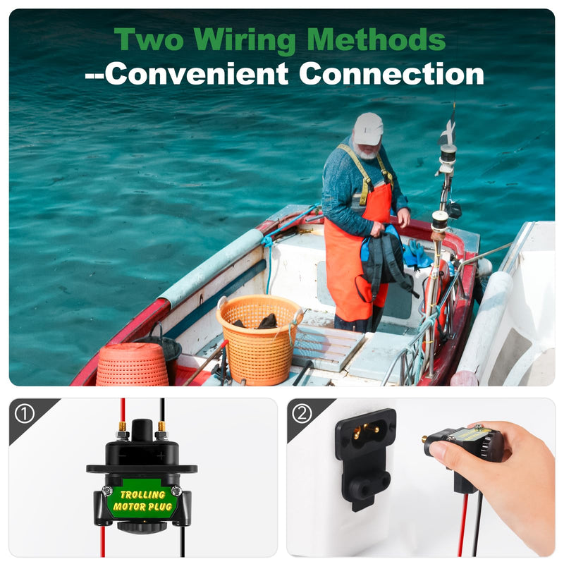 Trolling Motor Plug 027-0004-KIT DC to DC Power Connector, Tolling Motor Quick Connect for Onboard Marine 12V to 48V DC Power Connection With Gaskets, 80 AMP Capacity (L-shaped and Linear)