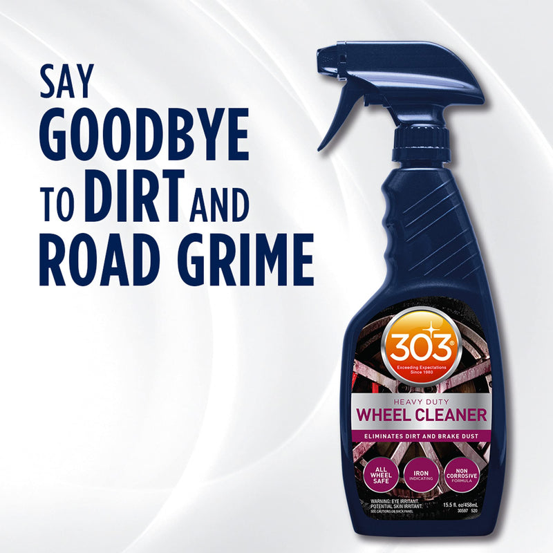 303 Products Heavy Duty Wheel Cleaner - Rim Cleaner for Car - Brake Dust Remover - All Wheel Safe - Iron Indicating Formula - Non Corrosive Formula, 15.5 fl. oz. (30597CSR) Packaging May Vary