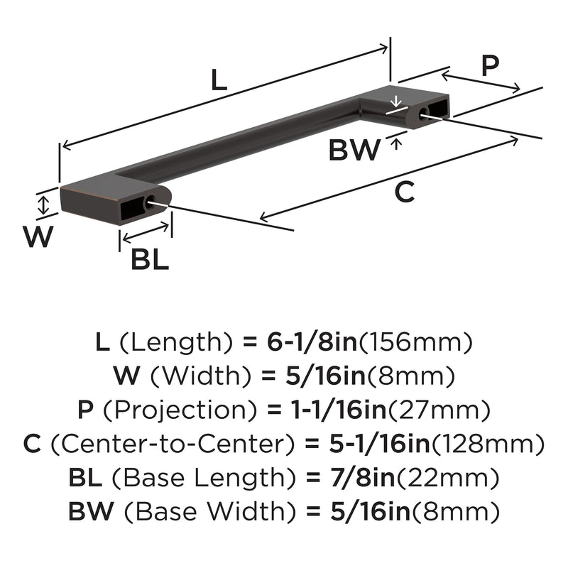 Amerock 10BX37132ORB | Oil Rubbed Bronze Cabinet Pull | 5-1/16 inch (128 mm) Center-to-Center | 10 Pack | Cityscape | Furniture Hardware