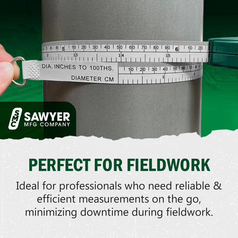 Sawyer Mfg Company Pipe Tape – Compact, Portable Tool for Fieldwork – Durable, Quick & Easy to Use – Standard Inches for Outside Diameter (Up to 79") – Hundredths Measurements (Up to 25.20")