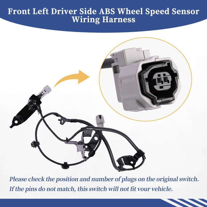 Front Left Driver Side ABS Wheel Speed Sensor Wiring Harness 89516-0C040 Compatible with Toyota Tundra 2007-2021│Sequoia 2008-2022 ABS Skid Control Sensor Wire Front Left Side 1