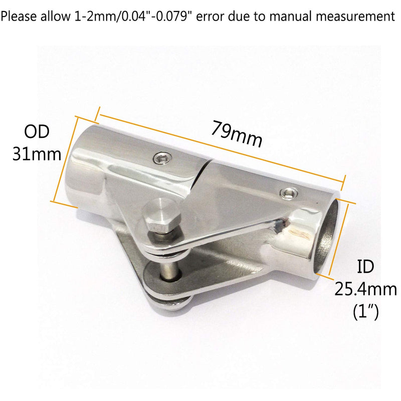 316 Stainless Steel Folding Swivel Connector Fitting for 7/8INCH Boat Hand Rail Tube/Pipe For (25mm)1nch O.D tube