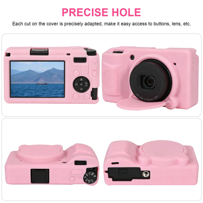 Canboc Cover for RICOH GR IV/GR IV HDF/GR IV Monochrome Digital Camera | GRIV Soft Silicone Protective Case with Detachable Lens Cover, Pink
