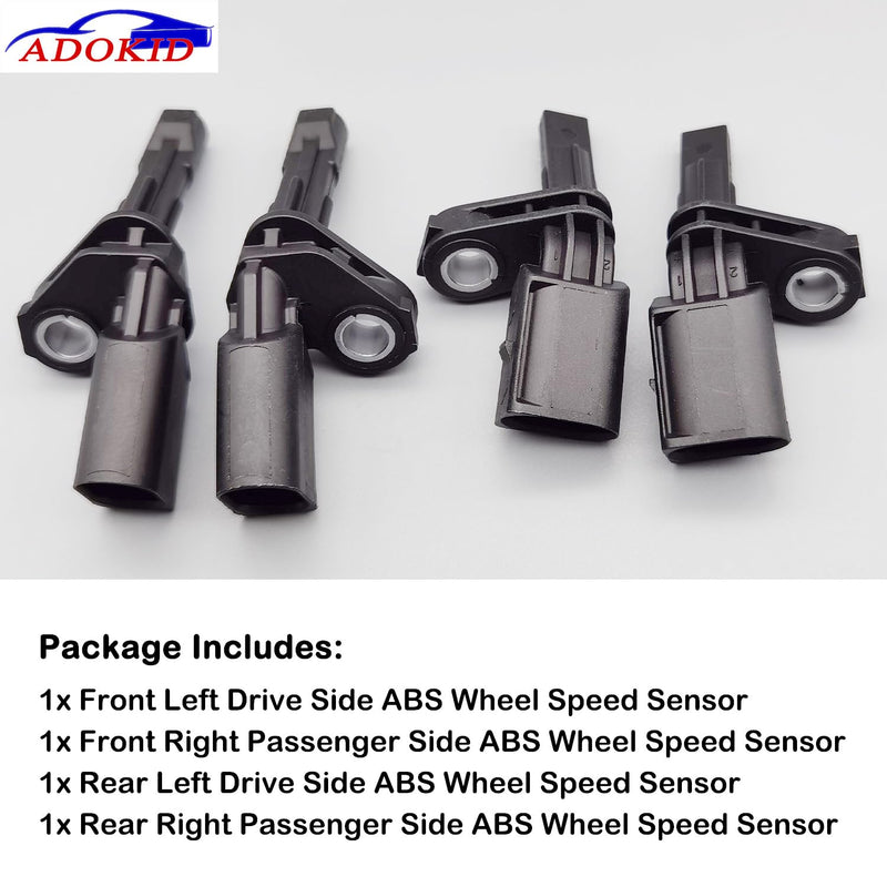 Front Rear ABS Wheel Speed Sensor Left & Right for Volkswagen VW Passat Jetta Tiguan Beetle GTI EOS Golf CC, Audi A3 TT 2006-2018, Replaces ALS467 ALS430 ALS469, Pack of 4