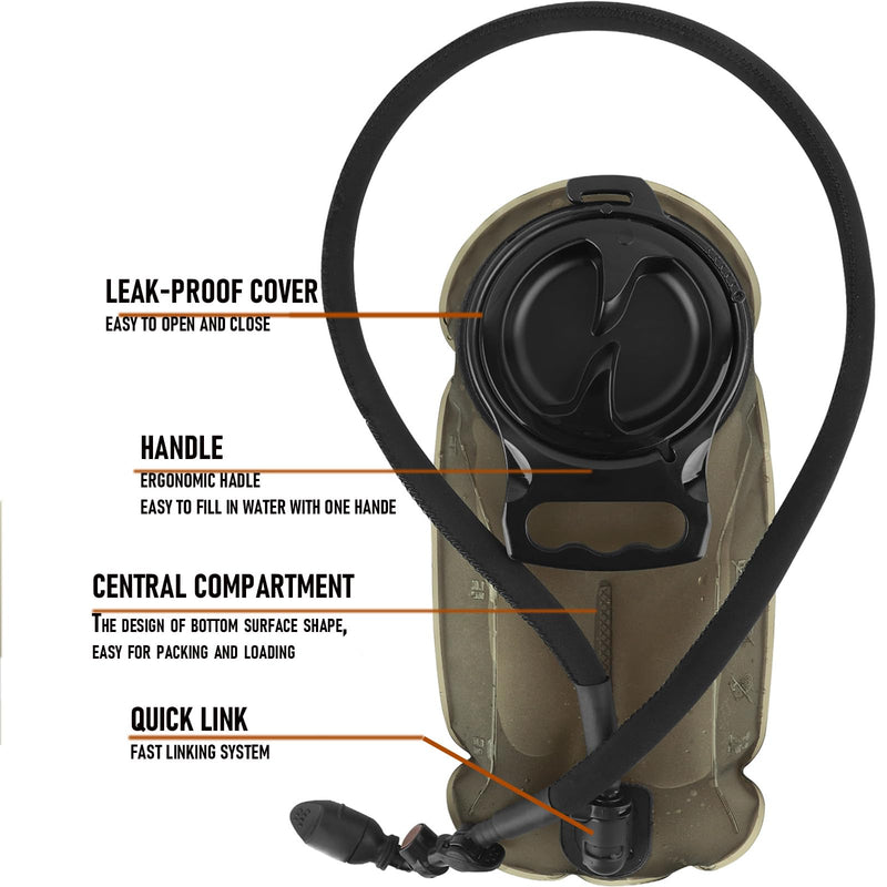 PETAC GEAR 1.5L / 3L Tactical Hydration Pack，Molle Carrier Pouch for 50 oz /100 oz Hydration Bladder Daypack Water Backpack. MC 1.5L combination set